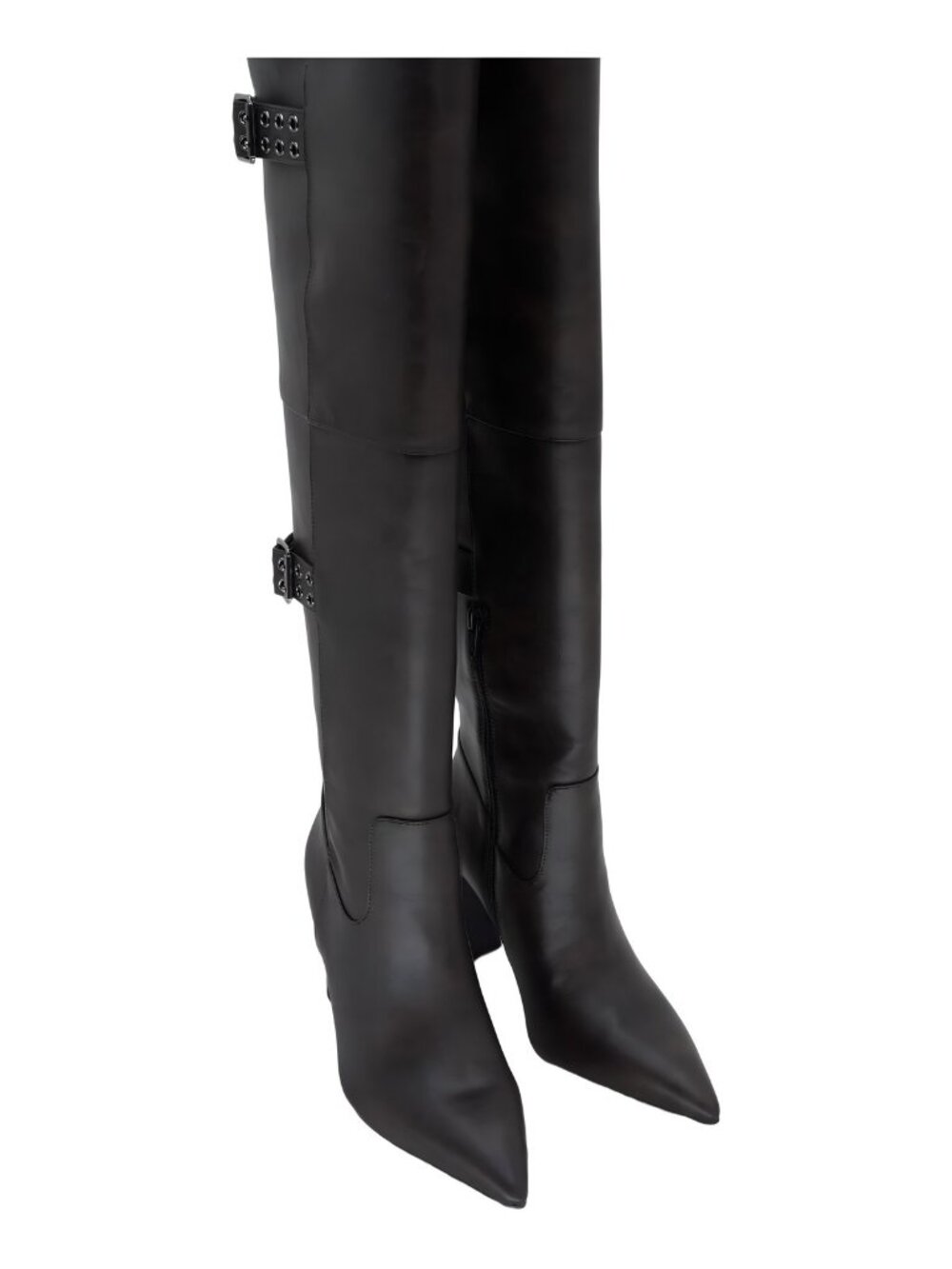 Wild Pair Women's Over-The-Knee Pointy Toe Buckle Block Heel Boots Size 6M